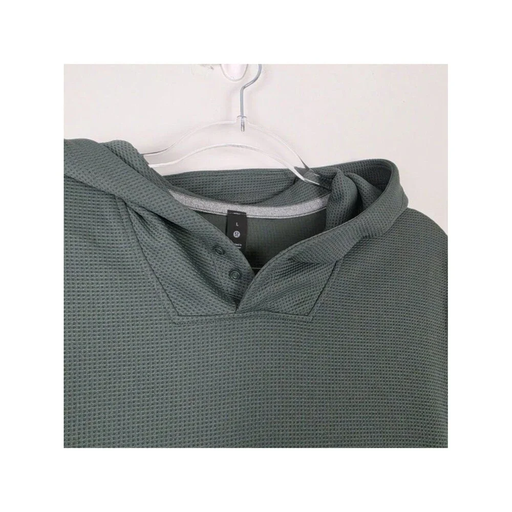 Lululemon Shift Stitch Hoodie Waffle Knit Pullover Green Size L